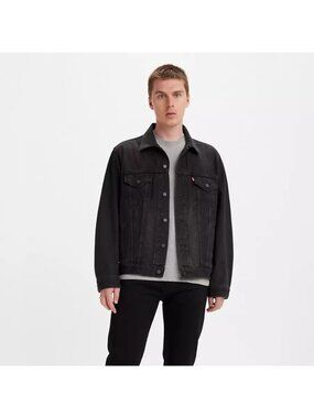 Levis Trucker Denim Jacket Classic Fit 100% Cotton Mens Size Medium Black